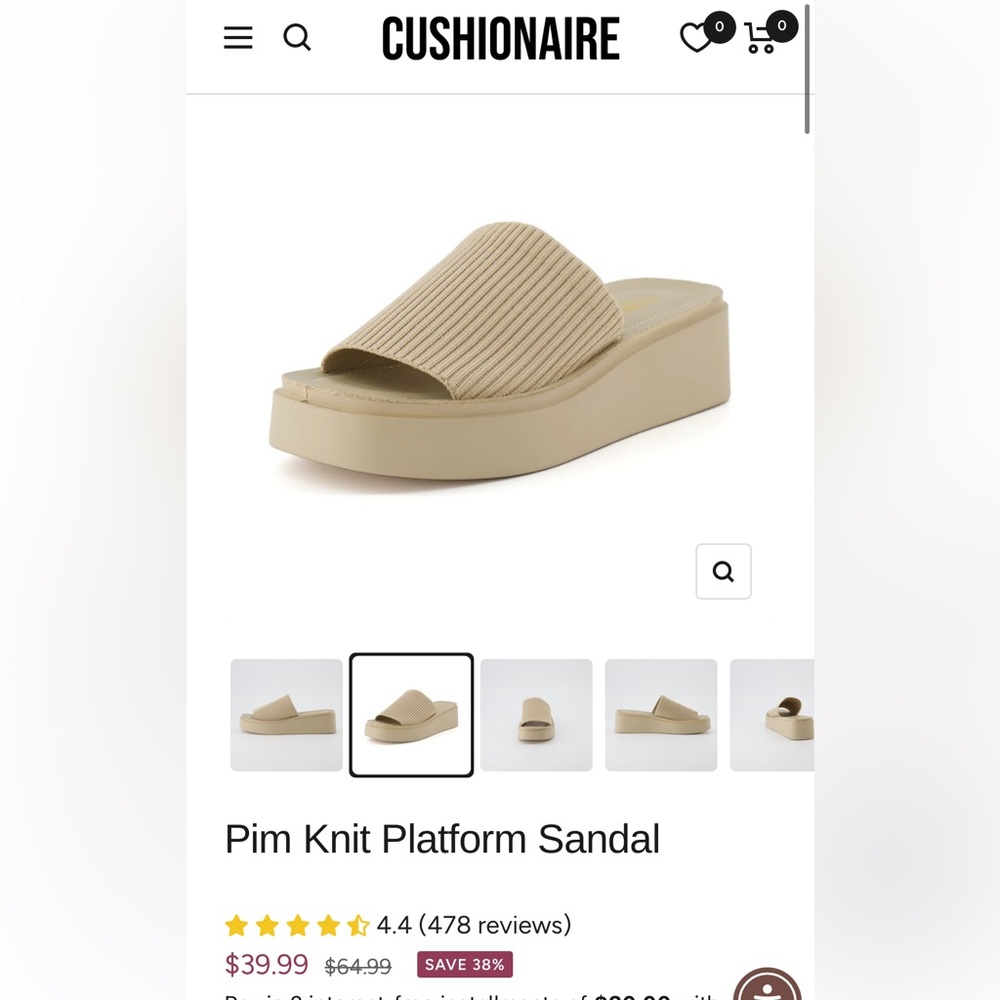 Cushionare Knit Platform Sandal - Tan